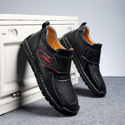 Mens Hand Stitching Leather Lace Up Ankle Boots Casual Vintage Non Slip Flats Arch Support Loafers for Hiking Walking Driving Chukka Boots