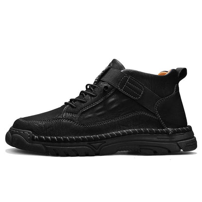 Mens Casual Leather Shoes Ankle Chukka Boots Slip On Lightweight Loafers Mid top Walking Driving Shoes for Male