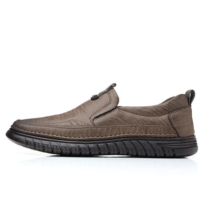 Slip-On Genuine Leather Loafers: Breathable Soft Calfskin, Cloud Cushion Sole for Driving & Business Casual