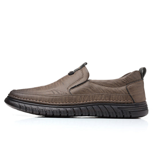 Slip-On Genuine Leather Loafers: Breathable Soft Calfskin, Cloud Cushion Sole for Driving & Business Casual