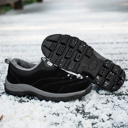 Men's Slip-On Fleece-Lined Hiking Shoes - Winter Warmth & Anti-Slip Grip
