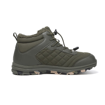 Men’s Fur Lined Winter Work Boots, Non-Slip Insulated Hiking Ankle Boots