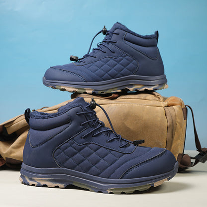 Men’s Fur Lined Winter Work Boots, Non-Slip Insulated Hiking Ankle Boots