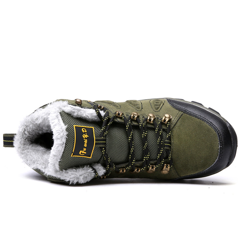 Men’s Warm-Lined Wide Fit Hiking Shoes – Waterproof, Non-Slip & Cushioned Arch Support for Winter Comfort