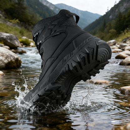 Mens Orthopedic Tactical Boots, Waterproof Leather Wide Toe Hiking Combat Boots with Arch Support, Non-Slip Work Shoes for Trekking Hunting Training