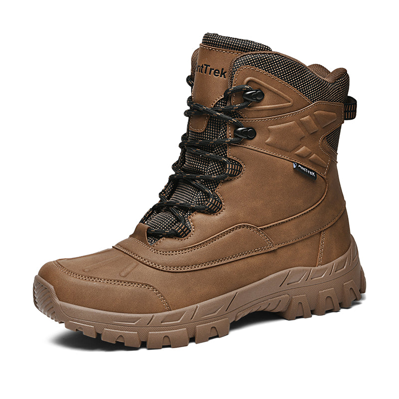Mens Orthopedic Tactical Boots, Waterproof Leather Wide Toe Hiking Combat Boots with Arch Support, Non-Slip Work Shoes for Trekking Hunting Training