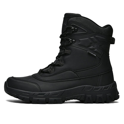 Mens Orthopedic Tactical Boots, Waterproof Leather Wide Toe Hiking Combat Boots with Arch Support, Non-Slip Work Shoes for Trekking Hunting Training