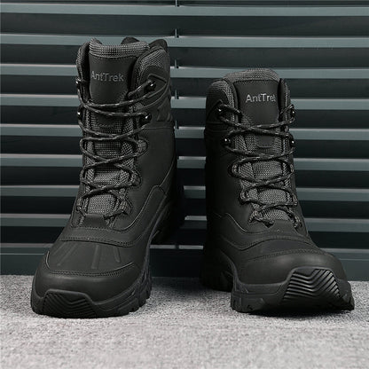 Mens Orthopedic Tactical Boots, Waterproof Leather Wide Toe Hiking Combat Boots with Arch Support, Non-Slip Work Shoes for Trekking Hunting Training