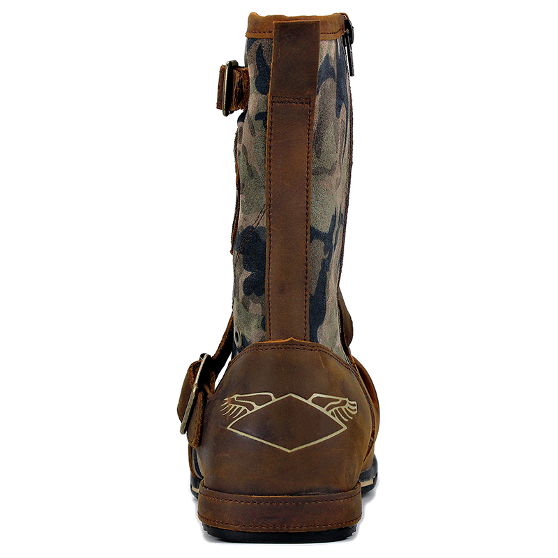 Men’s Vintage Outdoor Moto Work Boots — Handcrafted Stitching, Waterproof Leather & Slip-Resistant Traction