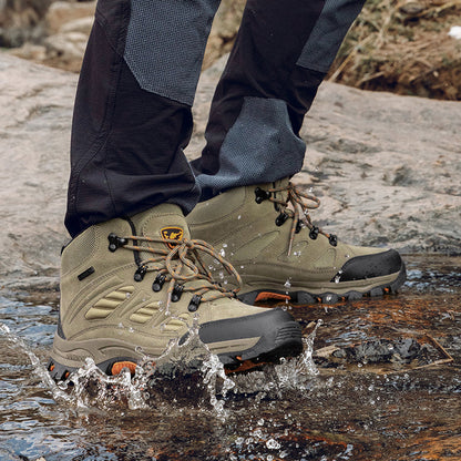 Men's Orthopedic Hiking Boots - Safe and Comfortable Work Boots - Waterproof, Slip-resistant, Impact-resistant, and Puncture-resistant - Wide Toe, Arch Support, and Ankle Support - Money-back Guarantee if ineffective.