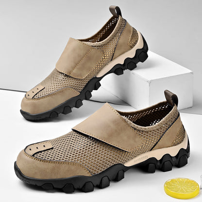 (⏰Limited Time Sale 70% OFF) Men's Orthopedic Arch Support Wide Toe Lightweight Outdoor Walking Shoes, Breathable Mesh Slip-On Non-Slip Work Shoes