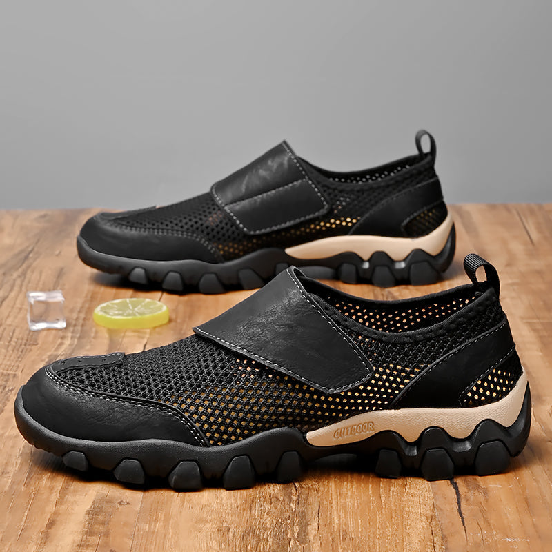 (⏰Limited Time Sale 70% OFF) Men's Orthopedic Arch Support Wide Toe Lightweight Outdoor Walking Shoes, Breathable Mesh Slip-On Non-Slip Work Shoes