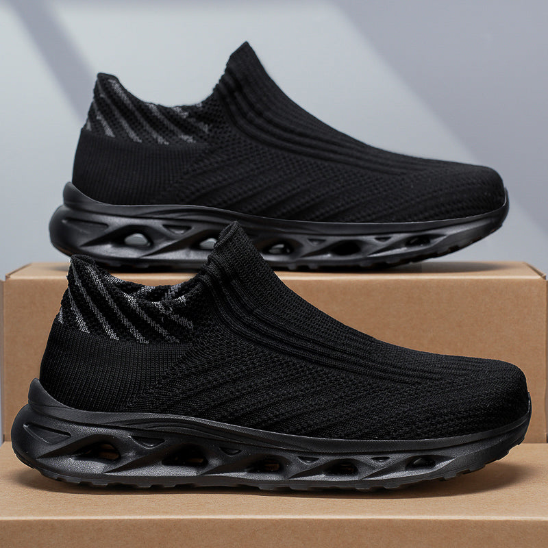 Men‘s’ Slip-On Running Walking Shoes - Zero Laces Comfort, Non-Slip Traction & Cushioned Support