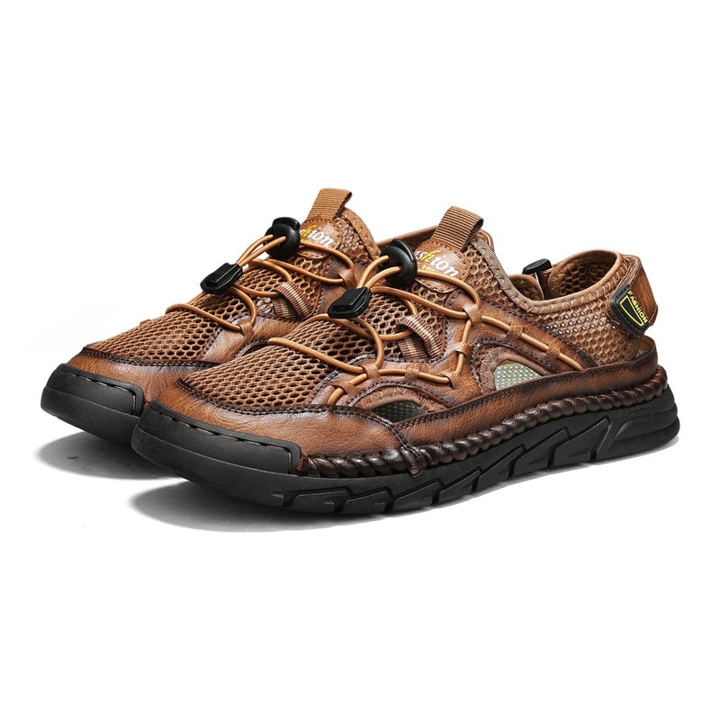 Men's Mesh Hiking Shoes - Slip-On, Breathable, Slip-Resistant, Wide Toe Box with Arch Support