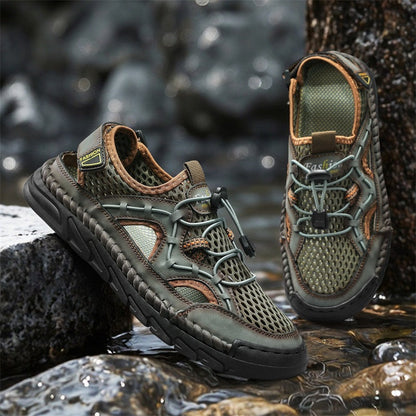 Men's Mesh Hiking Shoes - Slip-On, Breathable, Slip-Resistant, Wide Toe Box with Arch Support