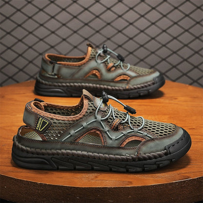 Men's Mesh Hiking Shoes - Slip-On, Breathable, Slip-Resistant, Wide Toe Box with Arch Support
