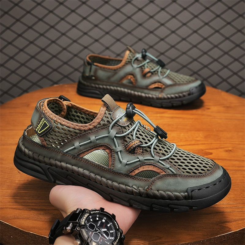 Men's Mesh Hiking Shoes - Slip-On, Breathable, Slip-Resistant, Wide Toe Box with Arch Support