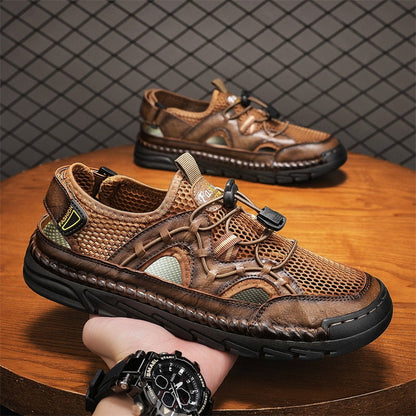 Men's Mesh Hiking Shoes - Slip-On, Breathable, Slip-Resistant, Wide Toe Box with Arch Support