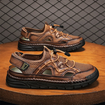 Men's Mesh Hiking Shoes - Slip-On, Breathable, Slip-Resistant, Wide Toe Box with Arch Support