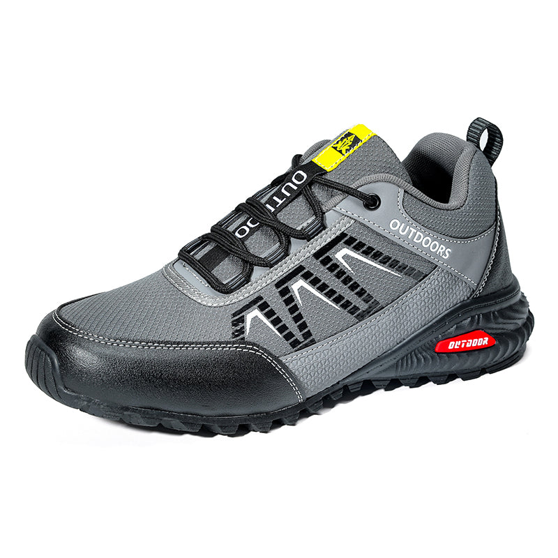 Men's Mixed Material Work Boots - Lace-Up, Waterproof, Wide Toe Box with Arch Support