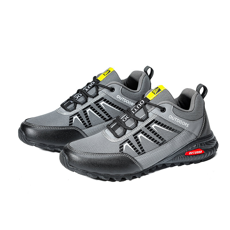 Men's Mixed Material Work Boots - Lace-Up, Waterproof, Wide Toe Box with Arch Support