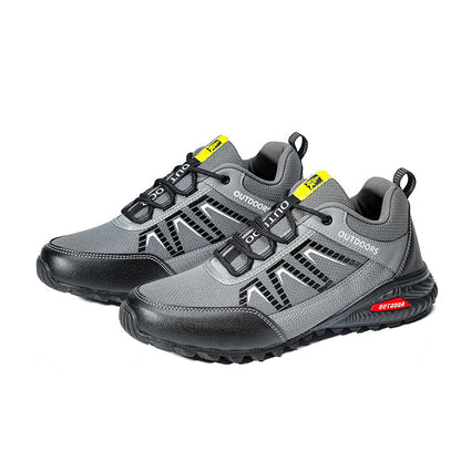 Men's Mixed Material Work Boots - Lace-Up, Waterproof, Wide Toe Box with Arch Support