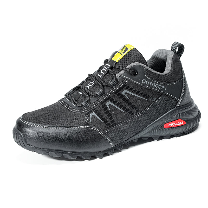 Men's Mixed Material Work Boots - Lace-Up, Waterproof, Wide Toe Box with Arch Support