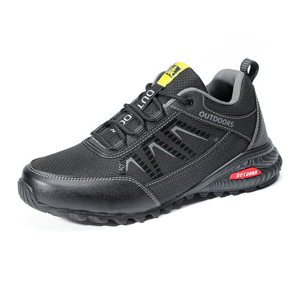 Men's Mixed Material Work Boots - Lace-Up, Waterproof, Wide Toe Box with Arch Support
