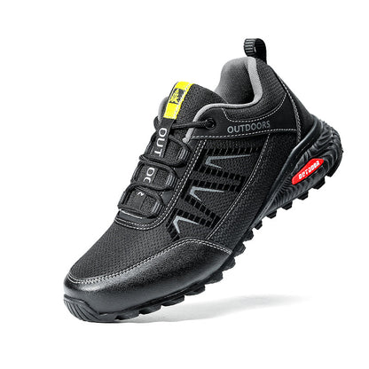 Men's Mixed Material Work Boots - Lace-Up, Waterproof, Wide Toe Box with Arch Support
