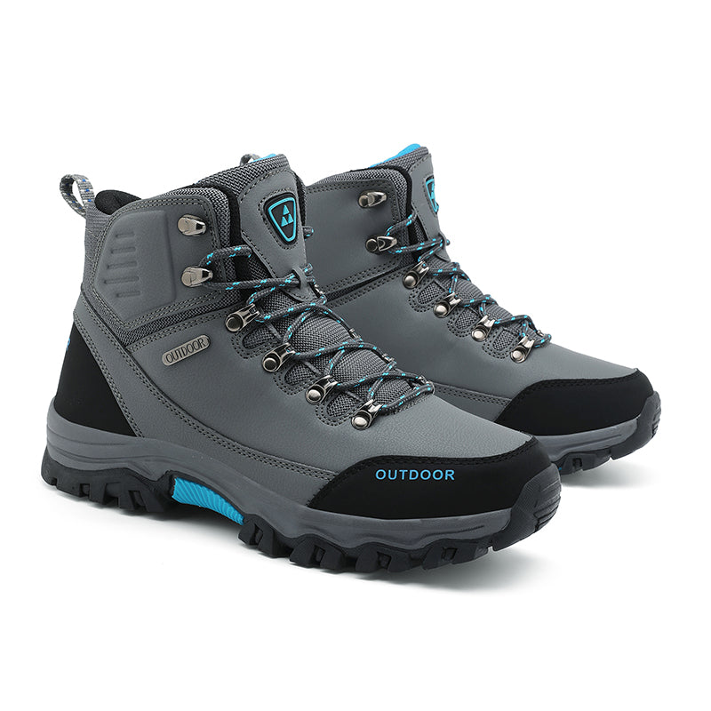 Men's Genuine Leather Work Boots - Lace-Up, Slip-Resistant, Wide Toe Box with Arch Support