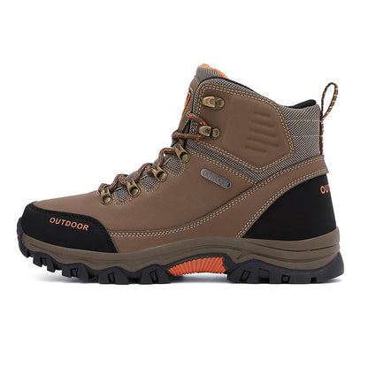 Men's Genuine Leather Work Boots - Lace-Up, Slip-Resistant, Wide Toe Box with Arch Support