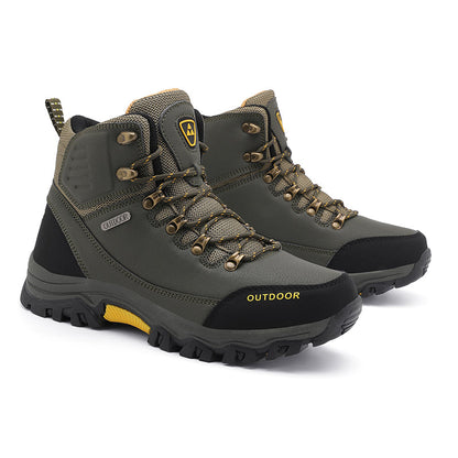 Men's Genuine Leather Work Boots - Lace-Up, Slip-Resistant, Wide Toe Box with Arch Support