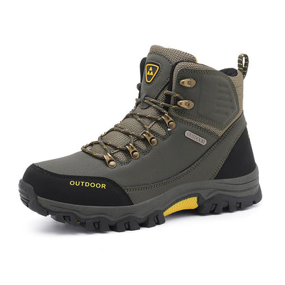 Men's Genuine Leather Work Boots - Lace-Up, Slip-Resistant, Wide Toe Box with Arch Support