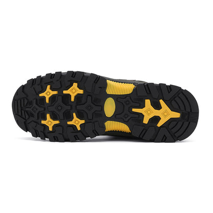 Men's Genuine Leather Work Boots - Lace-Up, Slip-Resistant, Wide Toe Box with Arch Support