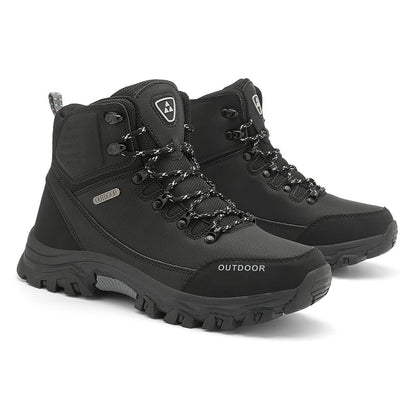 Men's Genuine Leather Work Boots - Lace-Up, Slip-Resistant, Wide Toe Box with Arch Support