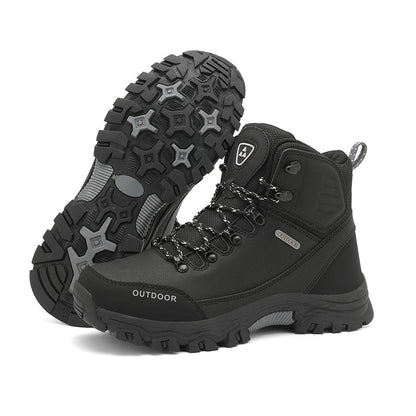 Men's Genuine Leather Work Boots - Lace-Up, Slip-Resistant, Wide Toe Box with Arch Support