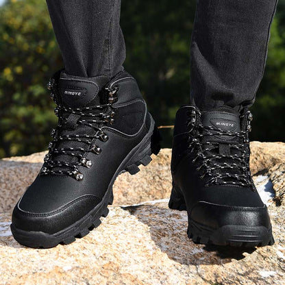 Men's Genuine Leather Work Boots - Lace-Up, Waterproof, Slip-resistant, Puncture-resistant, Wide Toe Box with Arch Support-Ideal For Industry/Construction Area