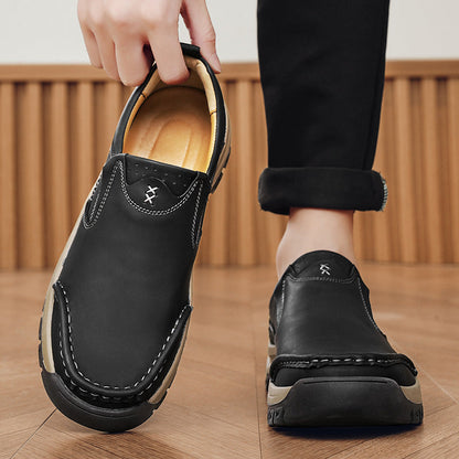 Men’s Handmade Leather Work Shoes – Arch Support, Wide Toe Box, Breathable Lining, Lightweight Protective & Slip-Resistant for Outdoor Work