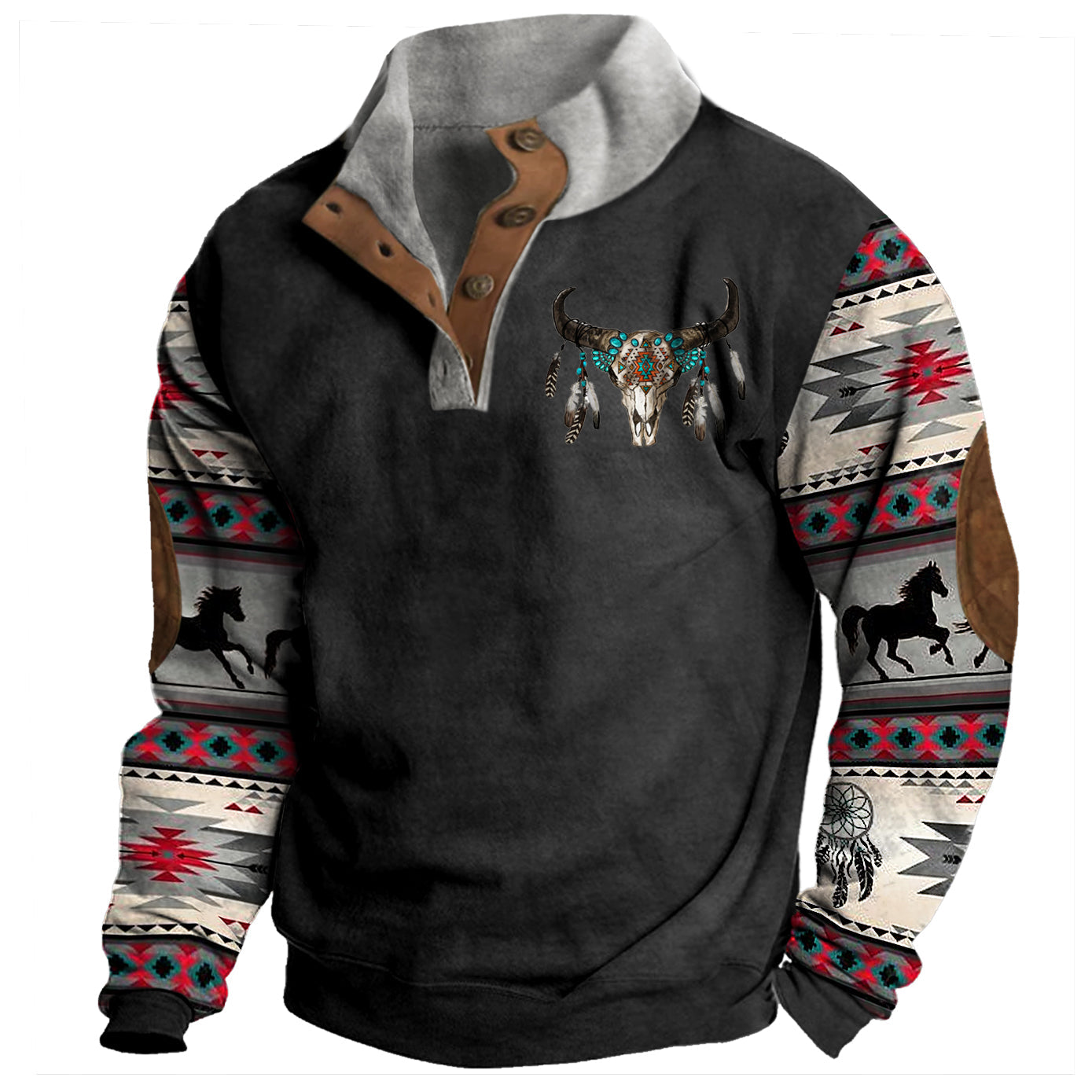 Men's Cowboy Stand Collar Sweatshirt
