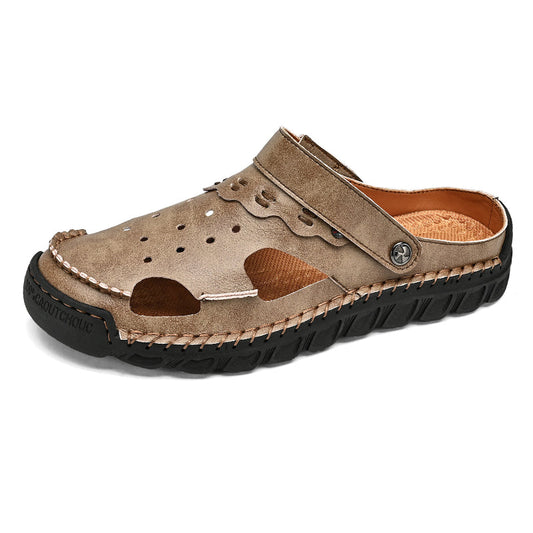 (⏰Last Day 70% OFF🔥)Men's 40+ Orthopedic Closed-Toe Sandals – Full-Grain Leather, Adjustable, Handmade for Fishing, Gardening & Daily Wear