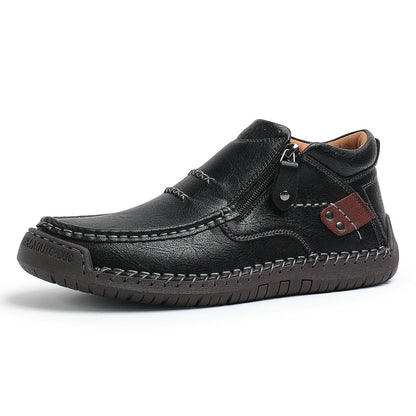 ⏰Limited Time Sale 70% OFF-Men’s Handmade Premium Leather Slip-On Driving Boots – Wide Toe, Arch Support, Waterproof, Pressure Relief, Non-Slip Sole for Casual, Travel & Outdoor