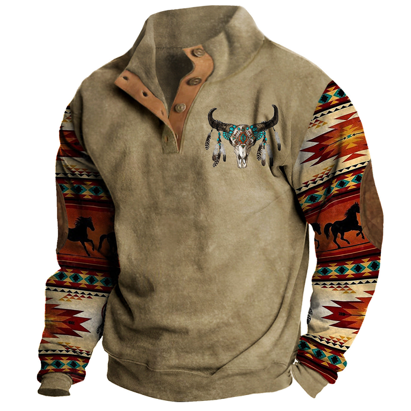 Men's Cowboy Stand Collar Sweatshirt