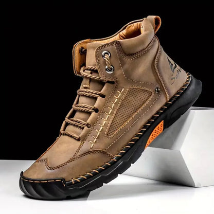 (🎁#2 Best Seller) Men's Handmade Leather Boots Waterproof Arch Support Spacious Toe Box