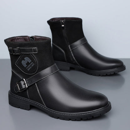 Men’s Orthopedic Motorcycle Handmade Boot–Pressure Relief, Waterproof, Slip-Resistant, Wide Toe, Arch&Ankle Support