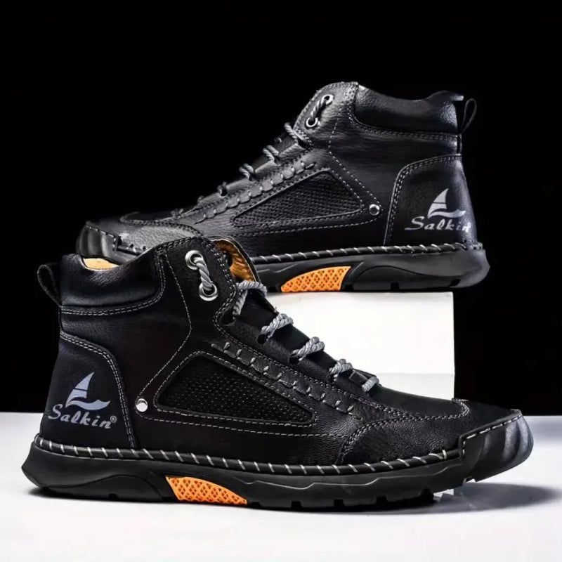 (🎁#2 Best Seller) Men's Handmade Leather Boots Waterproof Arch Support Spacious Toe Box