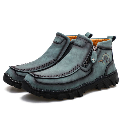 (⏰NOW ON: 70% OFF Sale! 🔥)Men's Premium Motorcycle Boots – Hand-Stitched Genuine Leather, USMCA Recommended - Wide Toe, Waterproof, Anti-Slip, Anti-Sprain, Ortho Support, Suitable for Riding, Work, Driving, Hiking