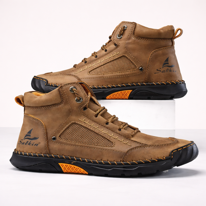 (🎁#2 Best Seller) Men's Handmade Leather Boots Waterproof Arch Support Spacious Toe Box