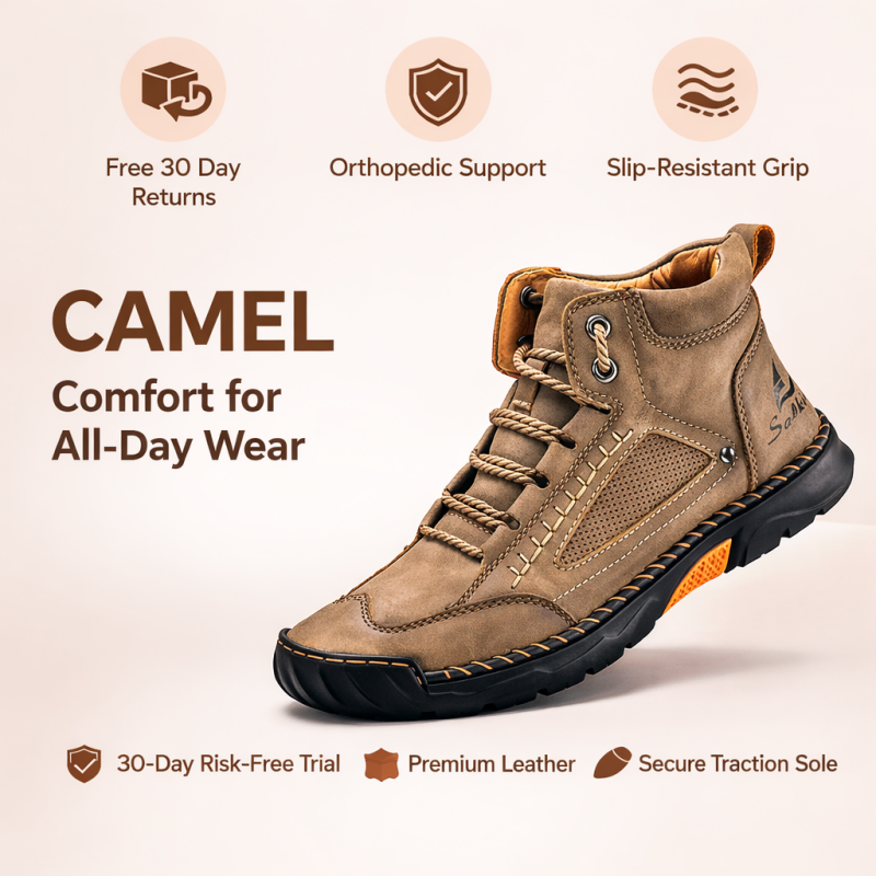 (🎁#2 Best Seller) Men's Handmade Leather Boots Waterproof Arch Support Spacious Toe Box