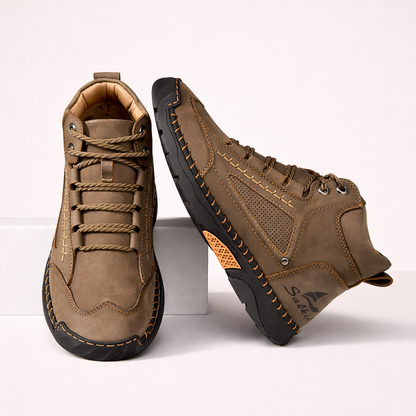 (🎁#2 Best Seller) Men's Handmade Leather Boots Waterproof Arch Support Spacious Toe Box