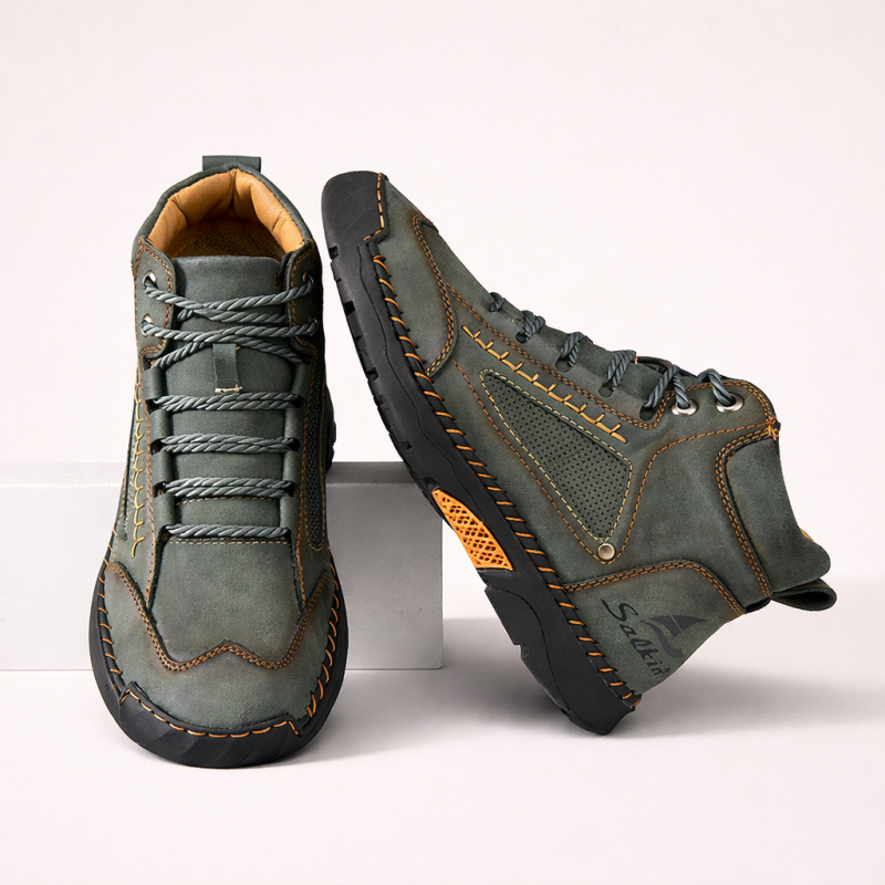 (🎁#2 Best Seller) Men's Handmade Leather Boots Waterproof Arch Support Spacious Toe Box